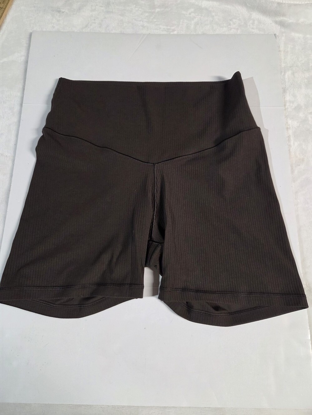 aerie Dark Brown Ribbed High-Rise Bike Shorts